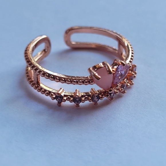 Rose Gold Tone Cubic Zirconia Bjoux Stacking Ring - Picture 3 of 7